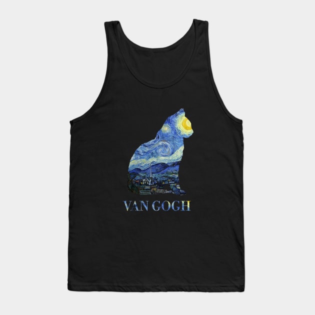 Starry Night Cat - Collage made from Vincent Van Gogh painting Tank Top by Vincent Van Gogh T-Shirts